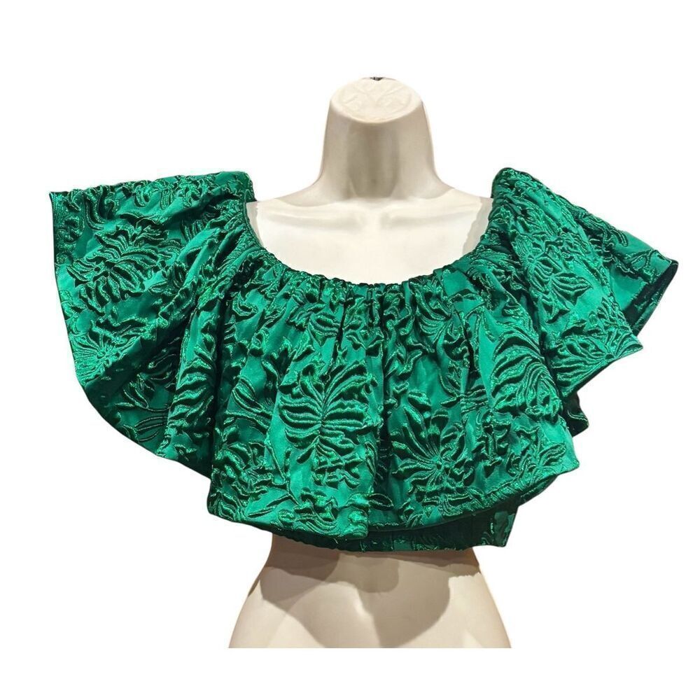 Ulla Johnson Ruffled Crop Top in Bright Green NWT Size 0